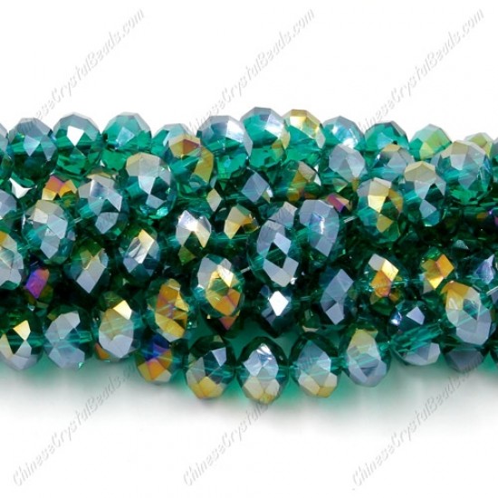 chinese crystal Rondelle Bead Strand, Emerald AB, 6x8mm , about 70 beads
