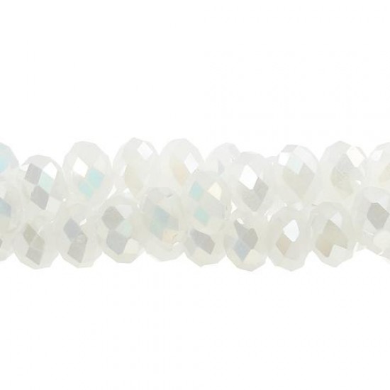 chinese crystal Rondelle Bead Strand, White Linen AB, 6x8mm ,about 70 beads