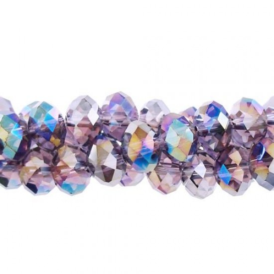 Chinese Rondelle Crystal Beads, violet AB, 6x8mm ,about 70 beads