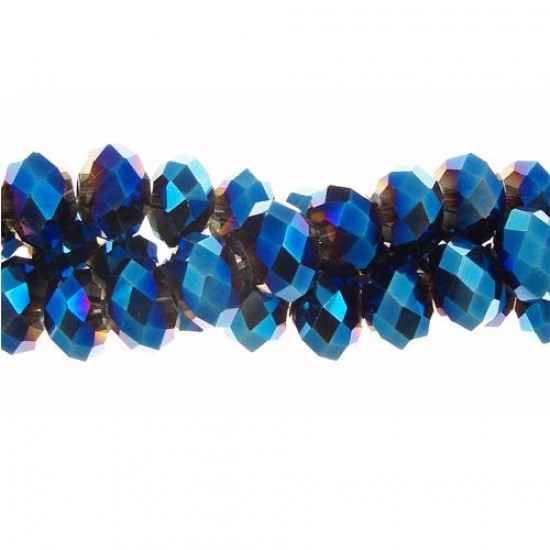 chinese crystal Rondelle Bead Strand, Metallic Blue, 6x8mm , about 70 beads