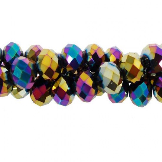 chinese crystal Long rondelle beads, 6x8mm, Rainbow , about 70 beads