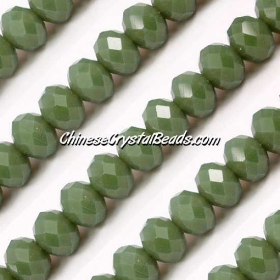 70Pcs 8x10mm Chinese Rondelle Crystal Beads, opaque Olive green
