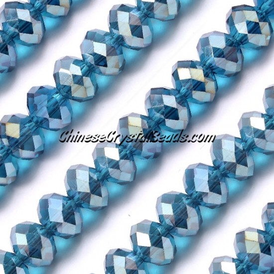70 pieces 8x10mm Chinese Rondelle Crystal Beads, Blue Zircon AB