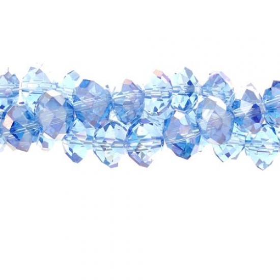 70 pieces 7x10mm, Chinese Rondelle Crystal Beads Strand, lt sapphire
