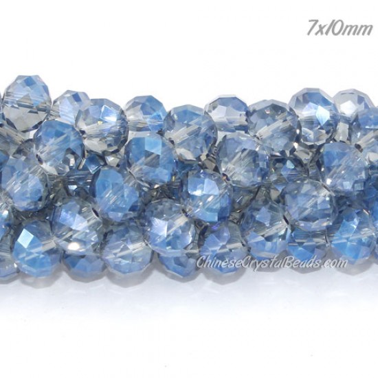 70Pcs 8x10mm Chinese Rondelle Crystal Beads, Magic Blue