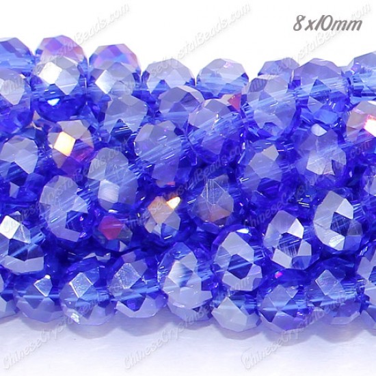 70Pcs Chinese Rondelle Crystal Beads 8x10mm, med Sapphire AB