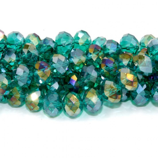 70 pieces 8x10mm 36 Pcs Chinese Rondelle Crystal Beads, Emerald AB