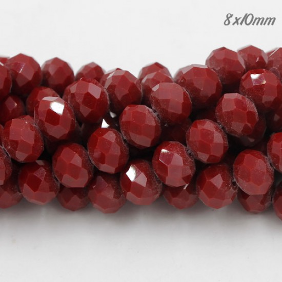 70 pieces 8x10mm Chinese Rondelle Crystal Beads, dark Red Velvet