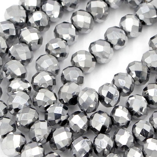 70 pieces 8x10mm 70Pcs Chinese Rondelle Crystal Beads, platinum silver