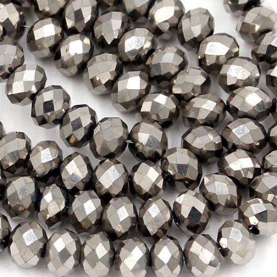 70 pieces 8x10mm 70Pcs Chinese Rondelle Crystal Beads, silver