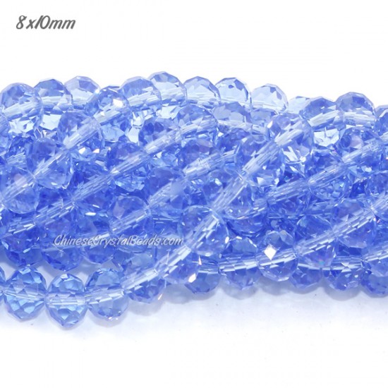 70 pieces 8x10mm Chinese Rondelle Crystal Beads, Lt. Sapphire