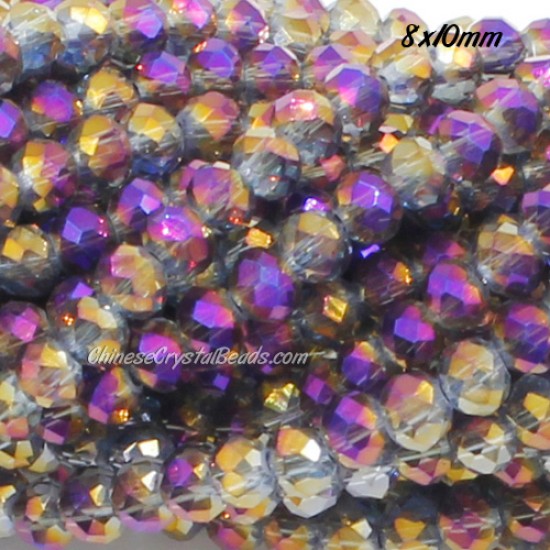 70 pieces 8x10mm chinese crystal Rondelle Bead Strand, purple and yellow light