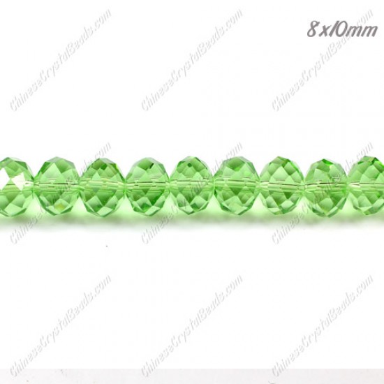 70Pcs 8x10mm Chinese Rondelle Crystal Beads Strand, Green