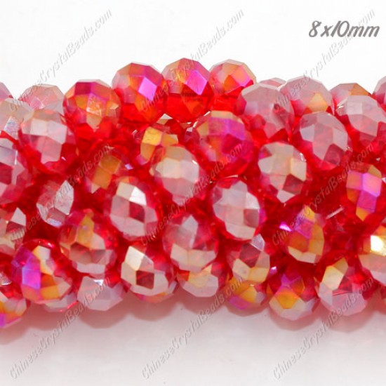 70 pieces 8x10mm Chinese Rondelle Crystal Beads, Light siam AB