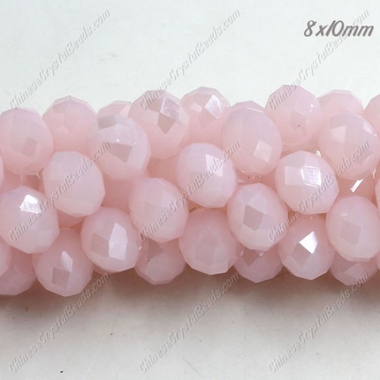 70 pieces 8x10mm 35Pcs Chinese Rondelle Crystal Beads, Pink jade AB