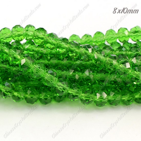 70Pcs 8x10mm Chinese Rondelle Crystal Beads Strand, Fern Green