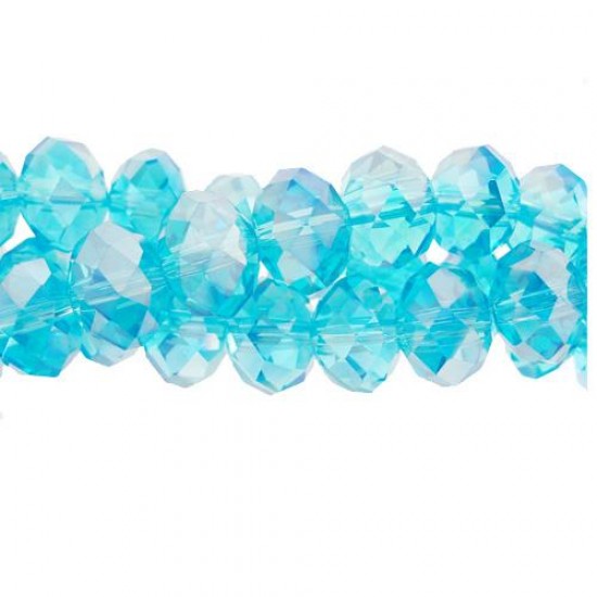 70 pieces 8x10mm Chinese Rondelle Crystal Beads, AB Med. Aqua