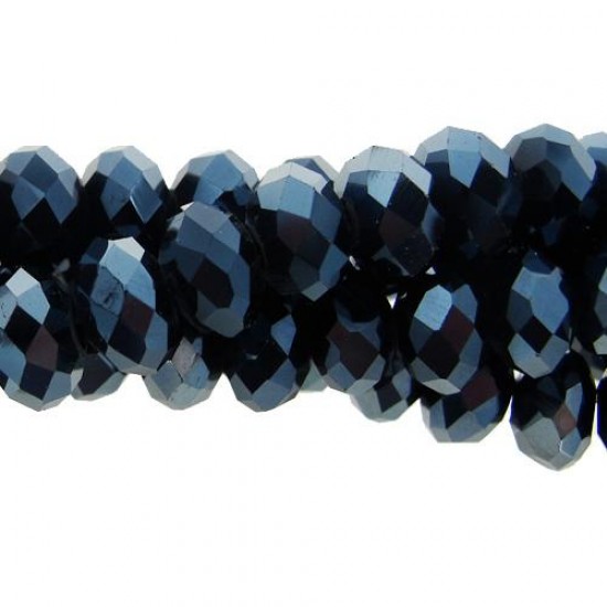 70 pieces 8x10mm Chinese Rondelle Crystal Beads, Gun Metal