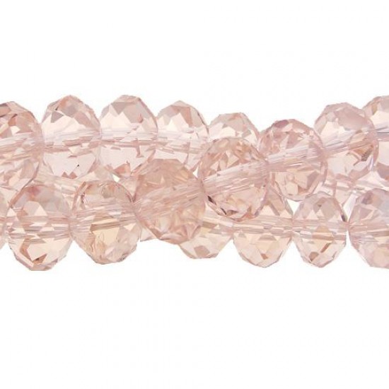 70 pieces 8x10mm Chinese Rondelle Crystal Beads, Rose Peach