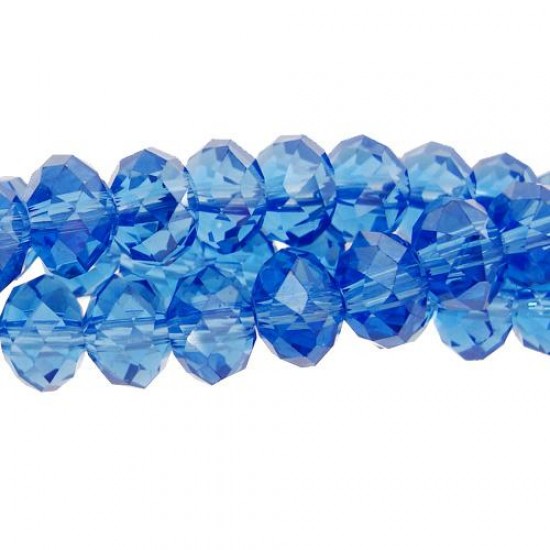 70 pieces 8x10mm Chinese Rondelle Crystal Beads, med Sapphire