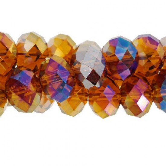 70 pieces 8x10mm Chinese Rondelle Crystal Beads, Topaz AB