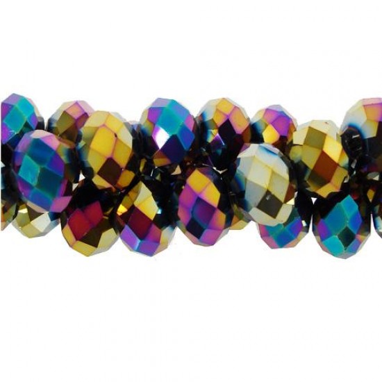 70 pieces 8x10mm Chinese Rondelle Crystal Beads, Rainbow