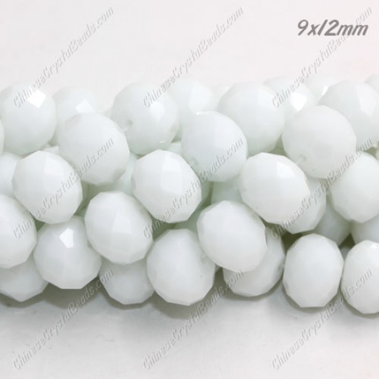 Chinese Rondelle Crystal Beads, Opaque White Linen, 9x12mm, about 36 beads