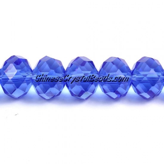 Chinese Rondelle Crystal Beads, 9x12mm, Med. Sapphire, about 36 beads