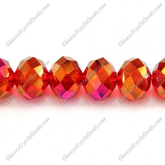 chinese crystal Long Rondelle Bead Strand, lt. Siam AB, 9x12mm, about 36 beads