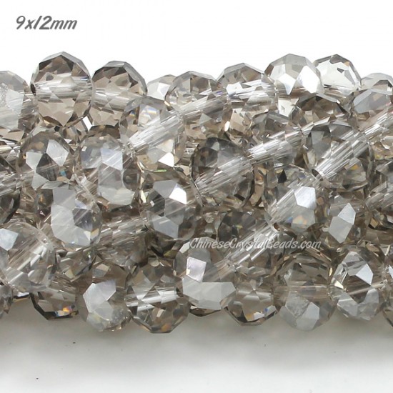 9x12mm Chinese Rondelle Crystal Beads silver shade about 36 beads