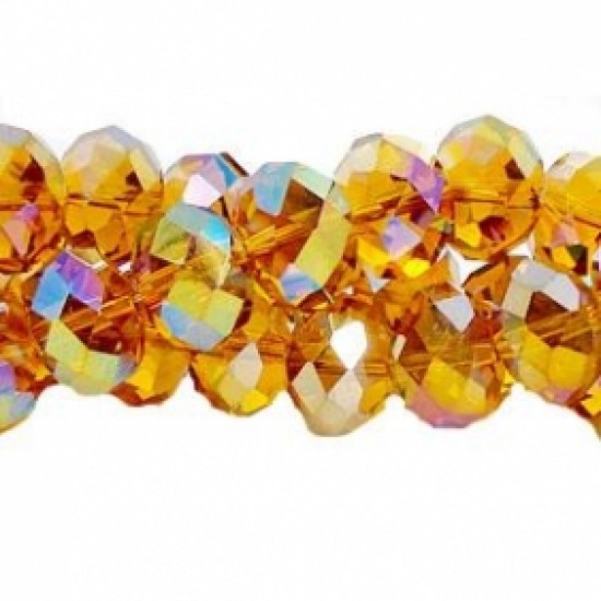 Chinese Rondelle Crystal Beads, Topaz AB, 9x12mm, about 36 beads