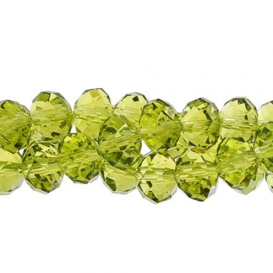 chinese crystal Rondelle Bead Strand, Olivine, 9x12mm, about 36 beads