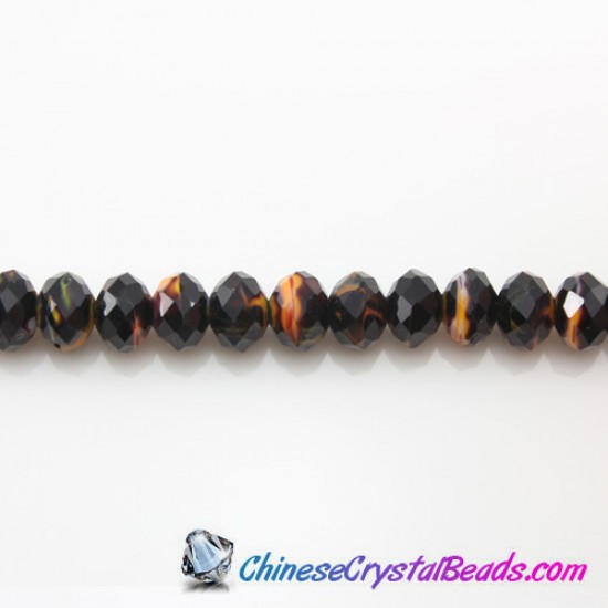 Millefiori chinese crystal Rondelle Bead Strand,black orange 6x8mm, about 30beads