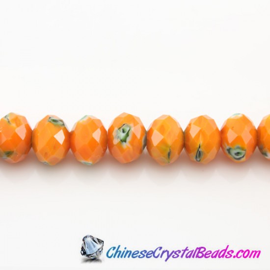 Millefiori chinese crystal Rondelle Bead Strand,orange Multi-Color,9x12mm,about 36 beads