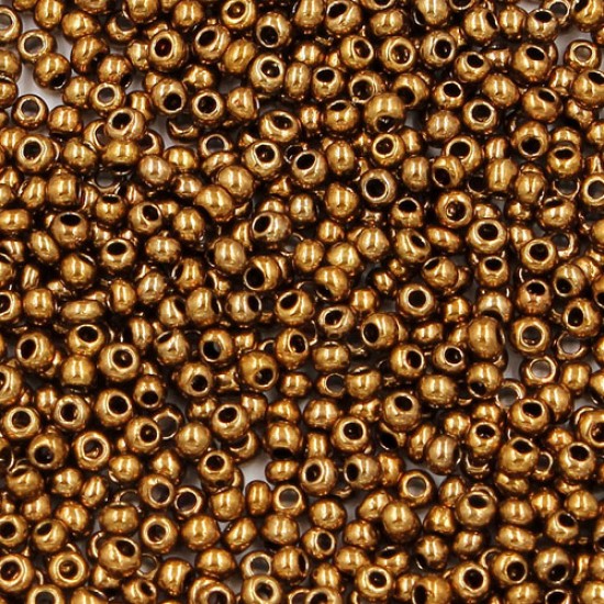 1.8mm AAA round seed beads 13/0, plated copper, #du3, approx. 30 gram bag