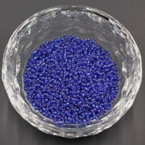Glass Seed Beads, Round, silver-lined, about 2mm,  #10, sapphire, Sold By 30 gram per bag