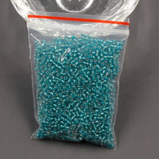 Glass Seed Beads, Round, silver-lined, about 2mm,  #18, Light Sea Green, Sold By 30 gram per bag