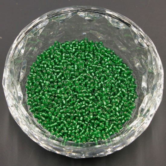 Glass Seed Beads, Round, silver-lined, about 2mm,  #24, fern green, Sold By 30 gram per bag