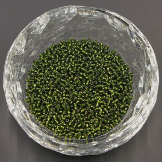 Glass Seed Beads, Round, silver-lined, about 2mm,  #26, dark Olive, Sold By 30 gram per bag