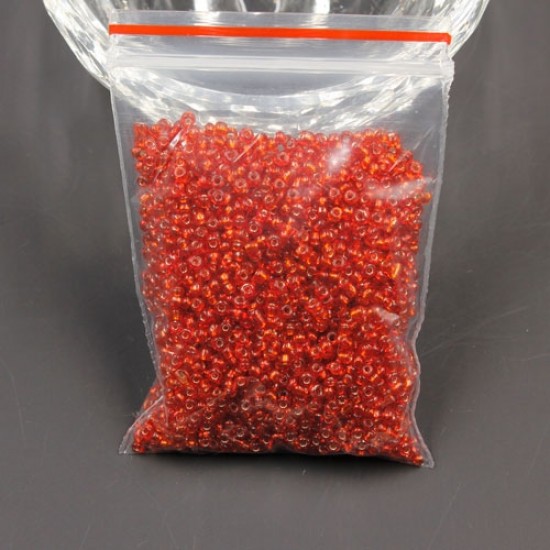 Glass Seed Beads, Round, silver-lined, about 2mm,  #5, red, Sold By 30 gram per bag
