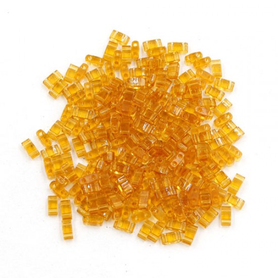 5x2.5mm chinese glass Half Tila amber approx 200 beads