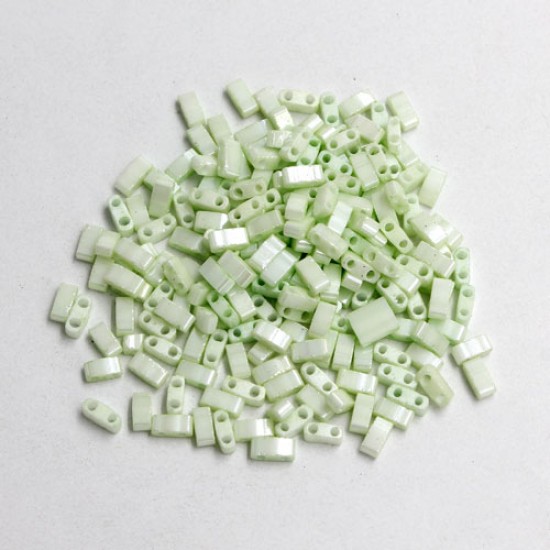 5x2.5mm chinese glass Half Tila lt green stain approx 200 beads
