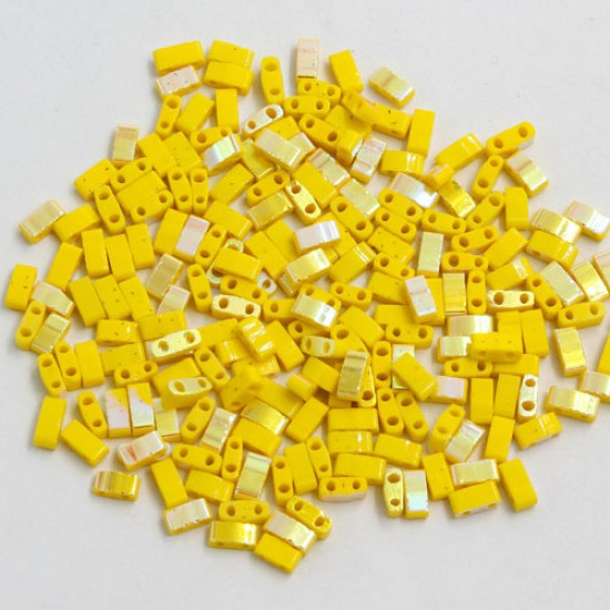 5x2.5mm chinese glass Half Tila yellow and half AB approx 200 beads