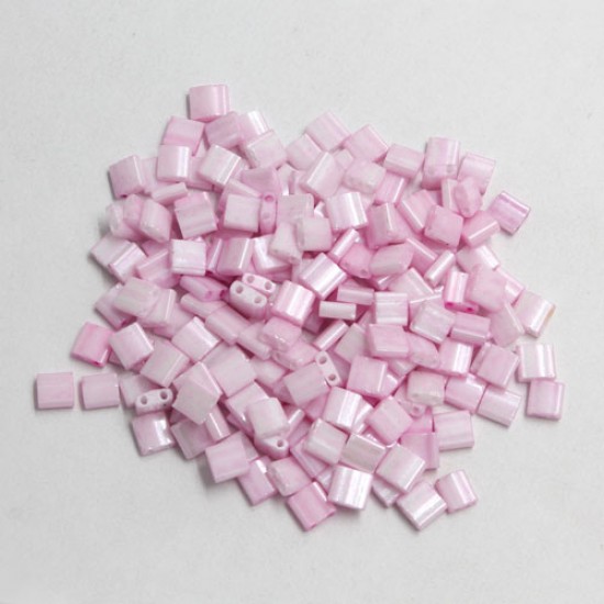 Chinese 5mm Tila Square Bead, opaque pink, about 100Pcs