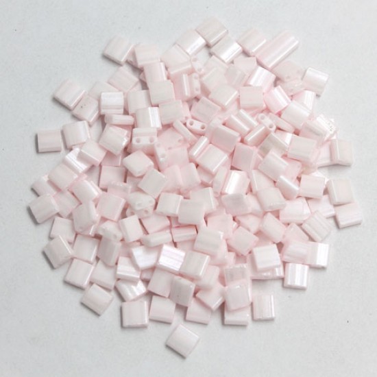 Chinese 5mm Tila Square Bead, opaque lt pink, about 100Pcs