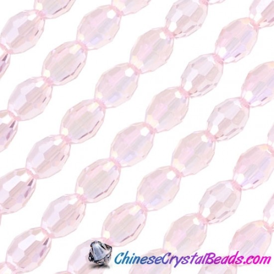 Chinese Crystal Faceted Barrel Strand, lt pink AB, 10x13mm, 20 beads