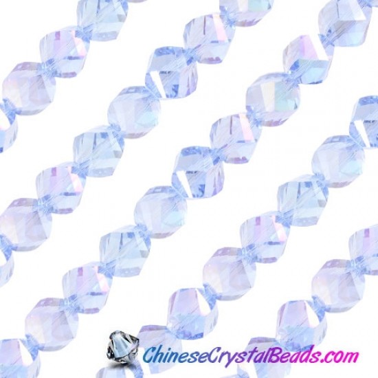 10mm Chinese Crystal Helix Bead Strand, Lt sapphire AB , 20 beads