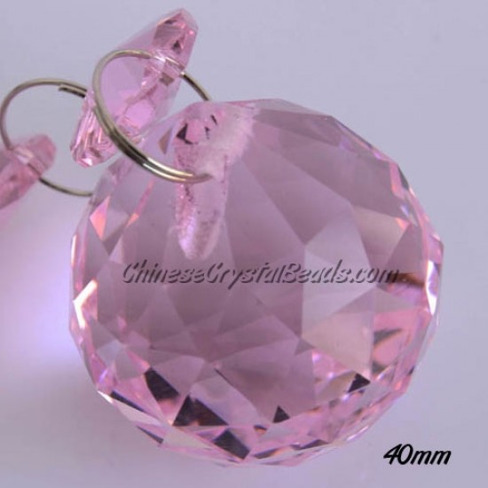 Crystal faceted ball pendants , 40mm, Pink