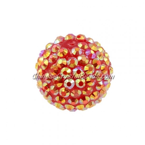 22mm Chinese Acrylic Crystal Disco Bead, red AB 1 bead