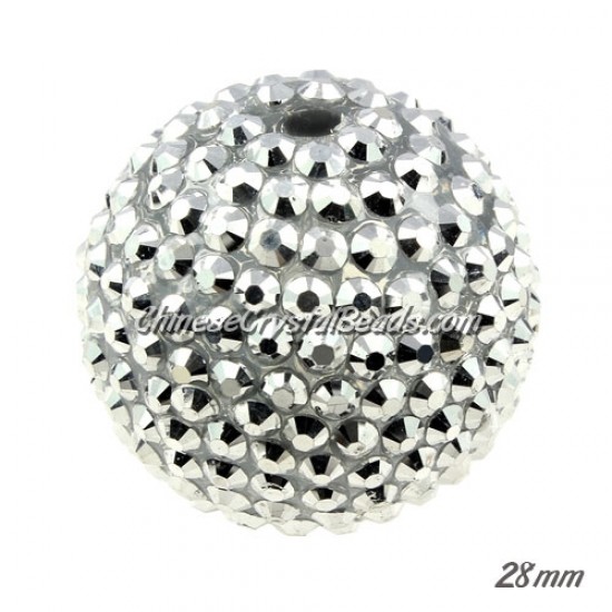 30mm Chinese Acrylic Crystal Disco Bead, silver 1 bead